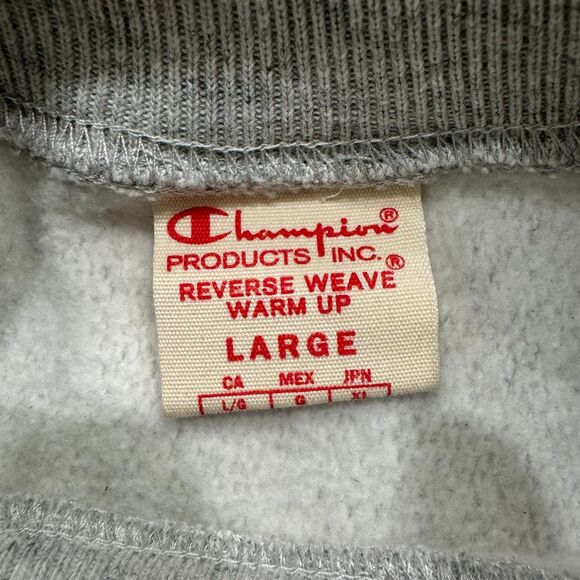 Champion Premium Reverse Weave Warm Up Size L Big Logo Crewneck Sweatshirt - Picture 3 of 8